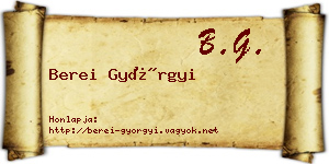 Berei Györgyi névjegykártya