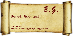 Berei Györgyi névjegykártya